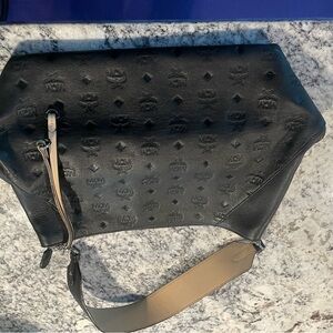 Vintage MCM Black Leather Bag with Silver Accents